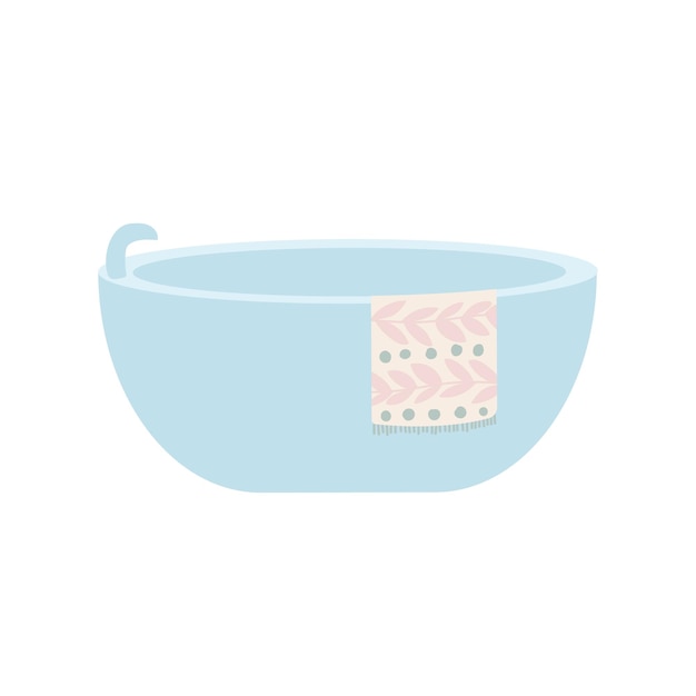 Ilustración de baño de cerámica vectorial de estilo plano Baño lindo y acogedor con toalla Ilustración de material vectorial