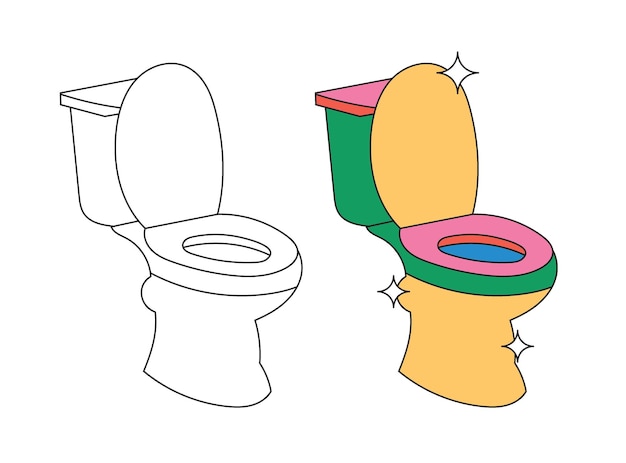 Ilustración baño retro diseño único minimalista