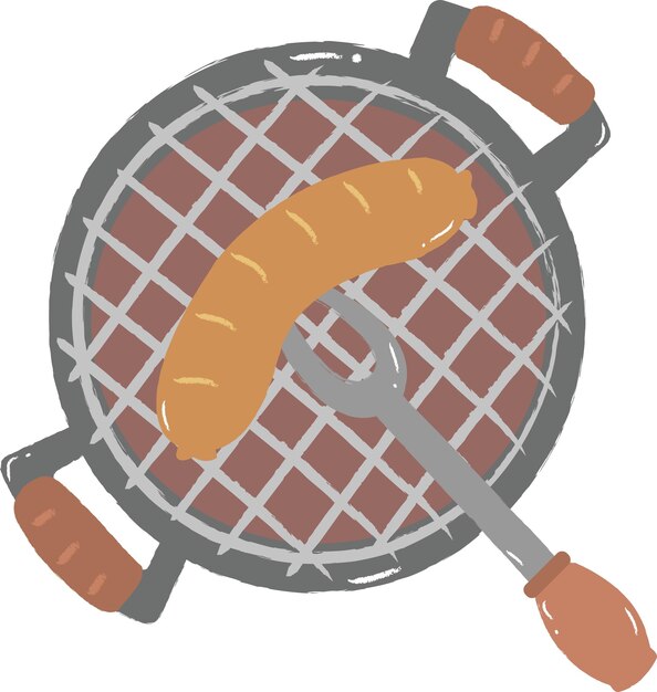 Vector una ilustración de barbacoa de salchicha a la parrilla para acampar