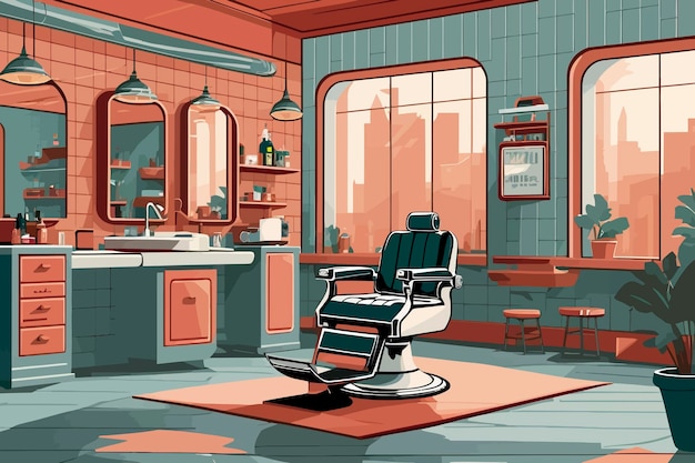 ilustración barbería limpia por dentro