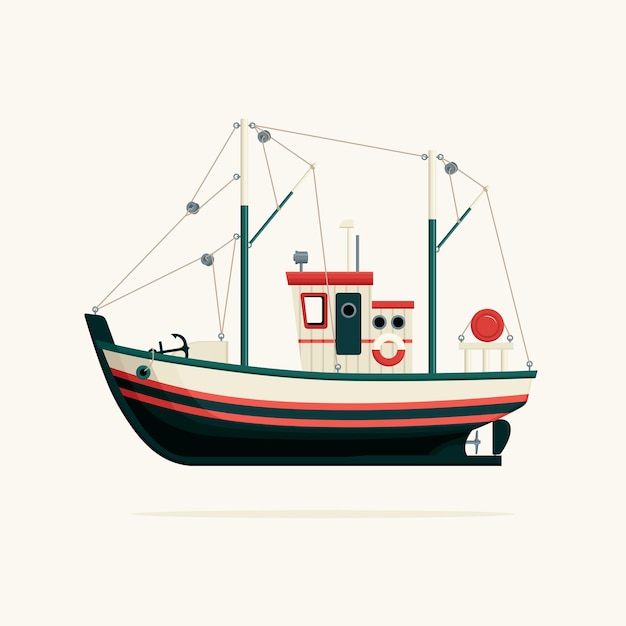 Vector ilustración de un barco de pesca