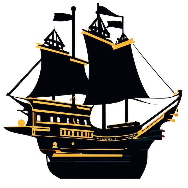 Vector ilustración de un barco pirata realista