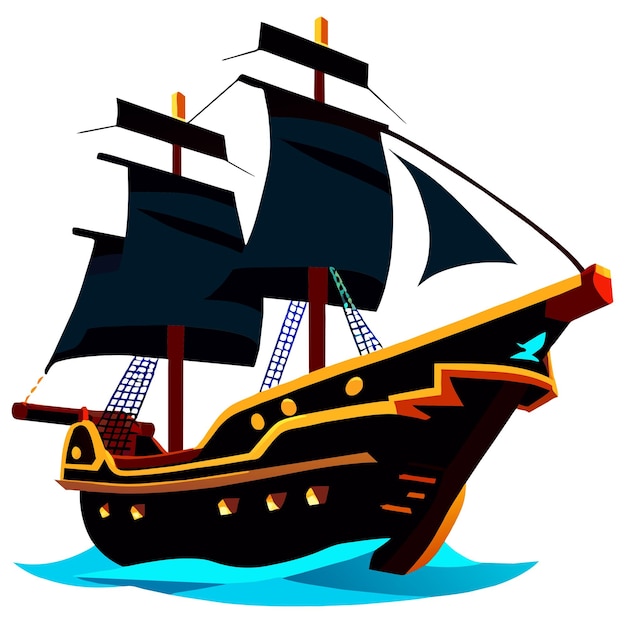 Vector ilustración de un barco pirata realista