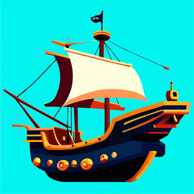 Vector ilustración de un barco pirata realista