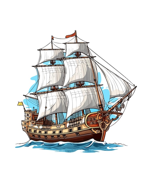 Ilustración de barco de vela vector ilustración de barco de vela sobre fondo blanco