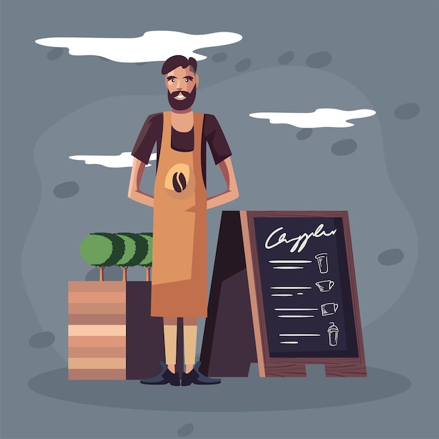 Vector ilustración de barista de café