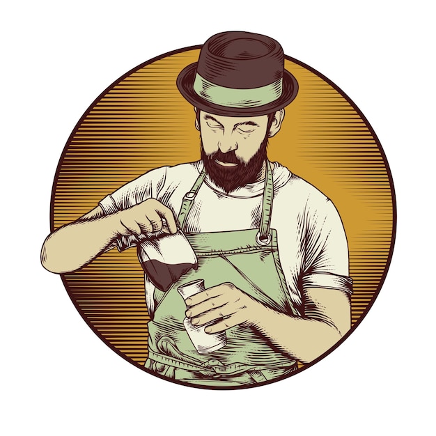 Ilustración de barista de café