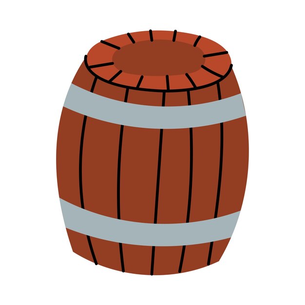 Ilustración de barril de madera Perfecta para temas de piratas escenas medievales ilustraciones de granjas
