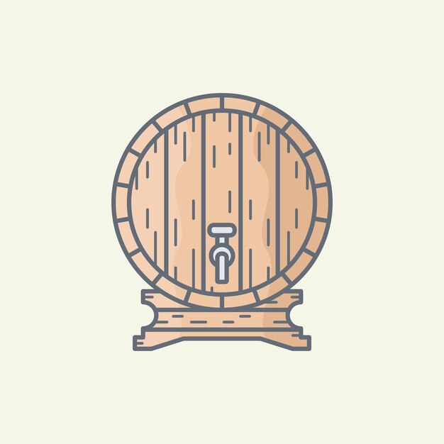 Ilustración de un barril de madera