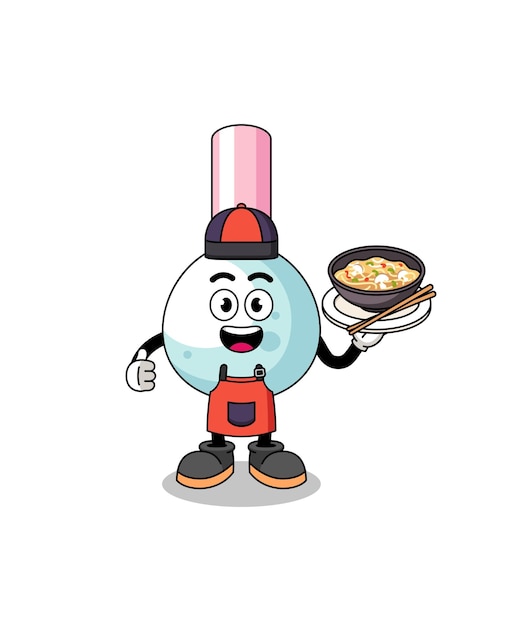 Ilustración de bastoncillo de algodón como chef asiático