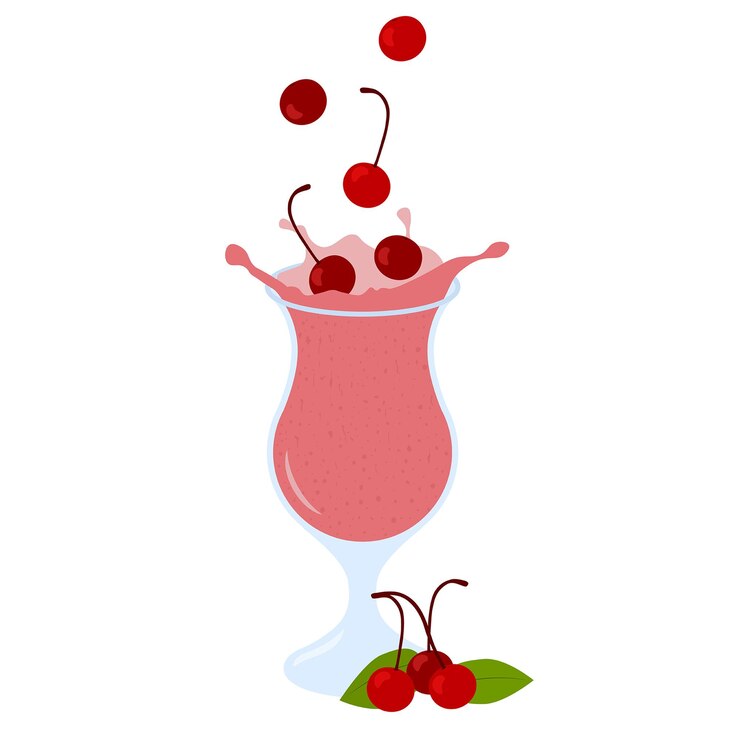 Vector ilustración de batido de cereza colorido aislado sobre fondo blanco