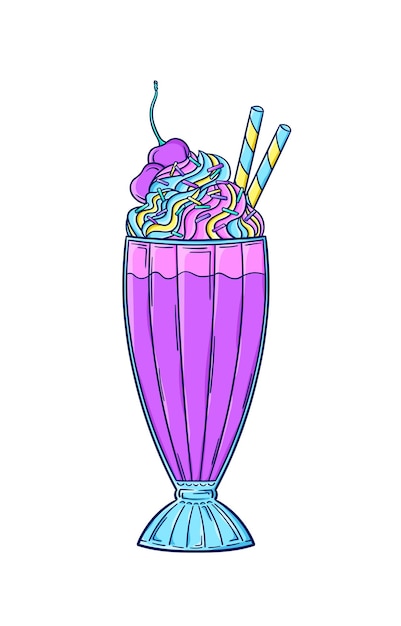Ilustración de batido estilo años 90 Retro dulce helado pop art Estilo años 90 Años 90 Nostalgia por los años 90