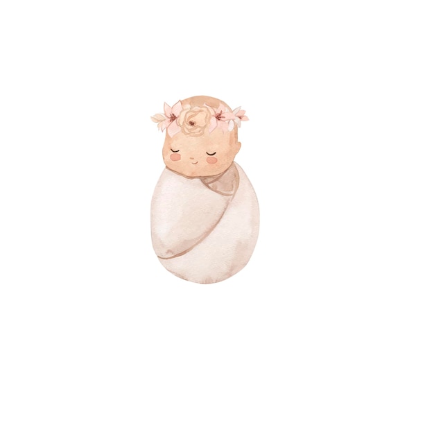 Vector ilustración de un bebé recién nacido en acuarela