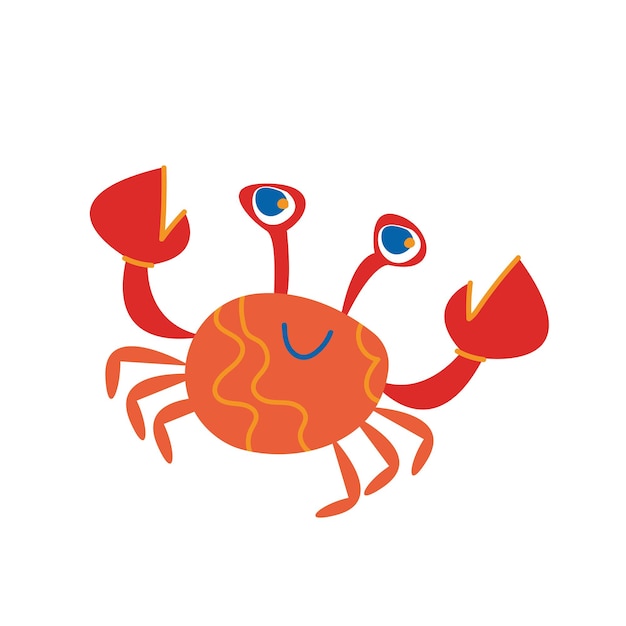 Vector la ilustración del bebé de un simple cangrejo lindo ilustración vectorial en estilo de dibujos animados planos aislado