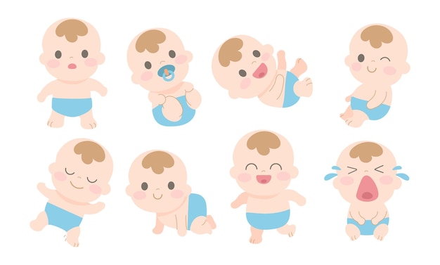 Ilustración de bebé vector plano y lindo