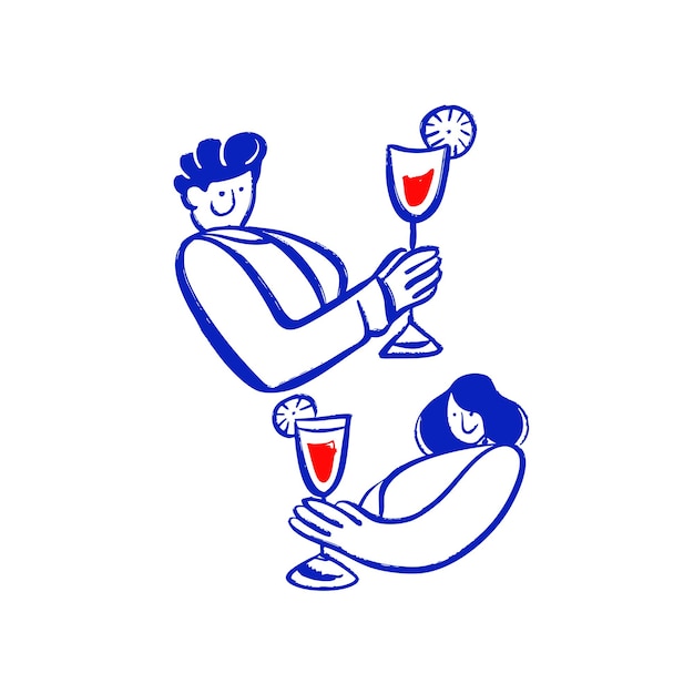 Ilustración de la bebida estilo de sorteo a mano