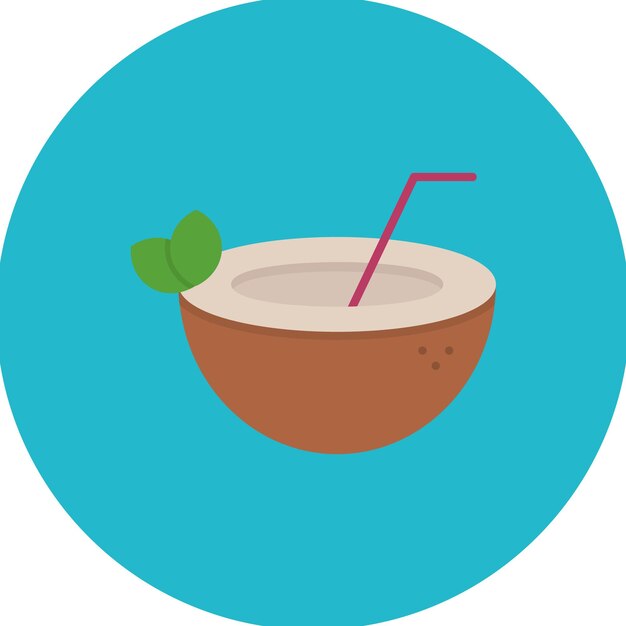 Ilustración de una bebida plana de coco