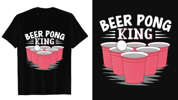 Ilustración de beer pong dibujada a mano Muestras de diseño de camiseta con una ilustración de diseño de cerveza