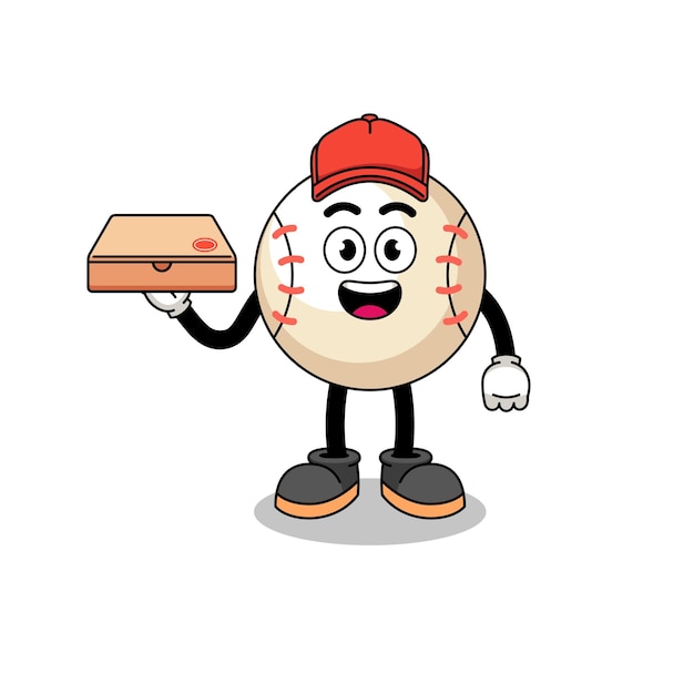 Ilustración de béisbol como repartidor de pizza