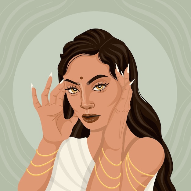 Ilustración de belleza étnica dibujada a mano
