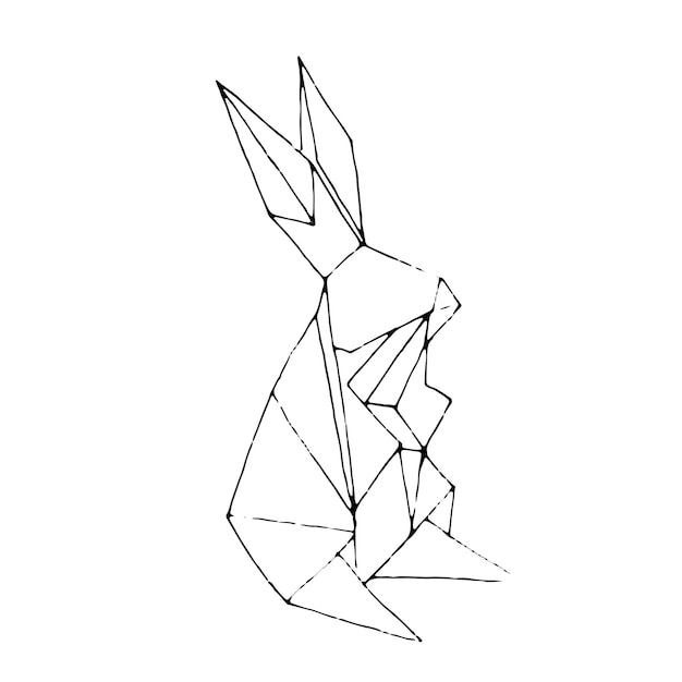 Ilustración de la bestia de papel de origami. Clipart conejito, conejo