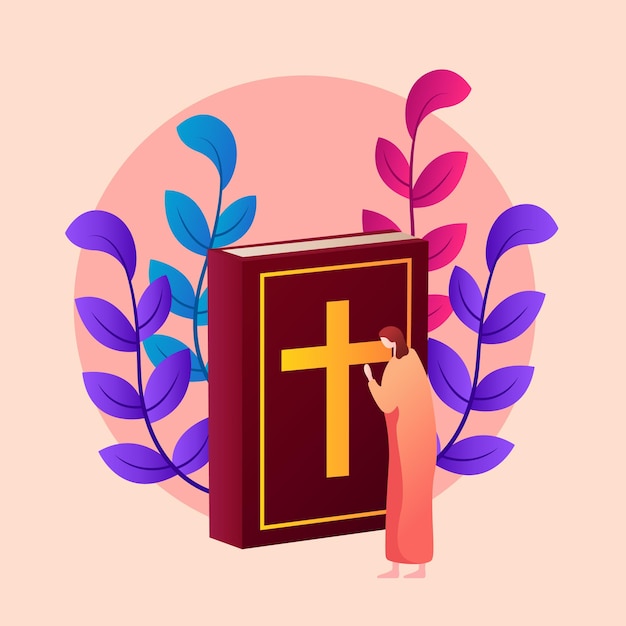 Vector ilustración de la biblia para el cartel del día mundial de la religión.