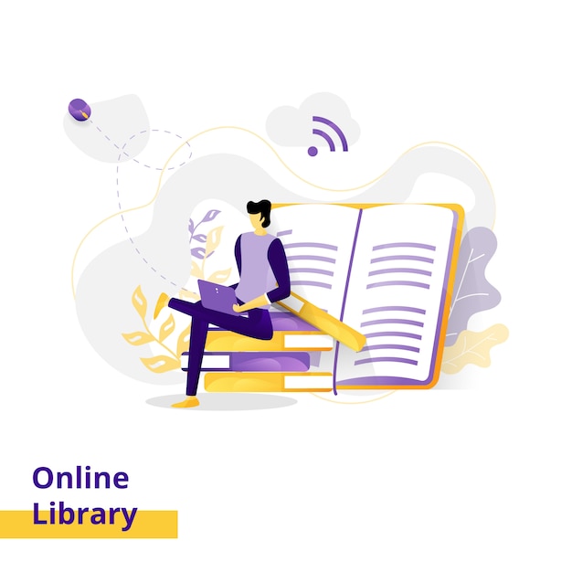 ilustración de la biblioteca en línea