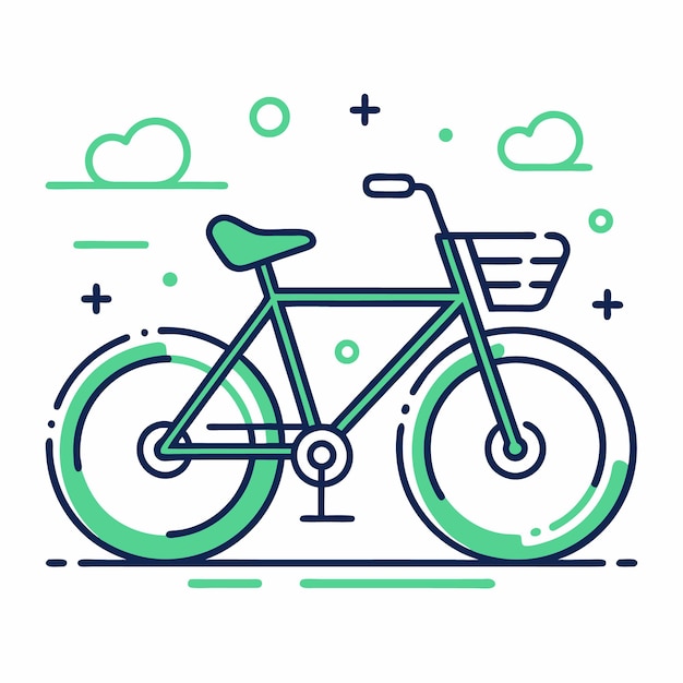Ilustración de una bicicleta con líneas coloridas