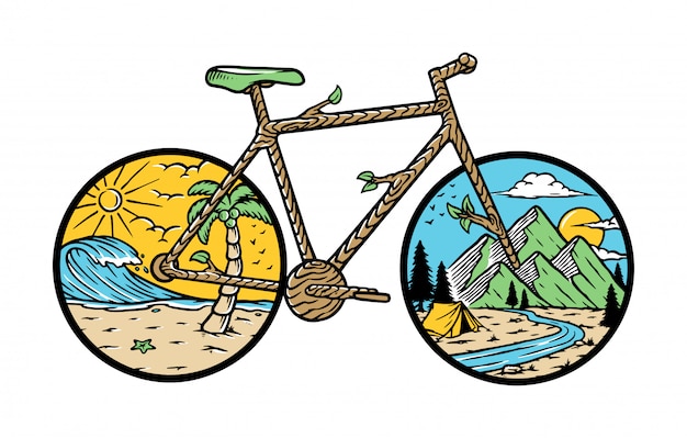 Ilustración de bicicleta de naturaleza