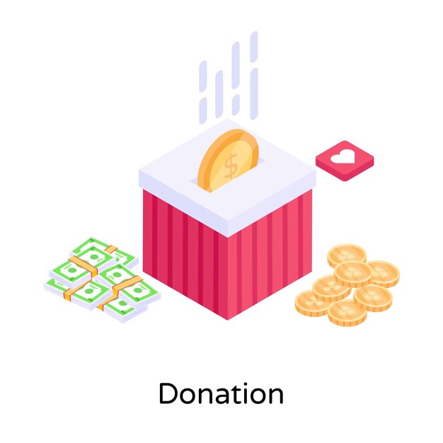 Una ilustración bien diseñada del estilo isométrico de donación.