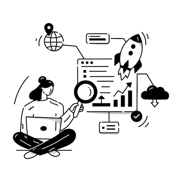 Una ilustración bien diseñada de la puesta en marcha de SEO