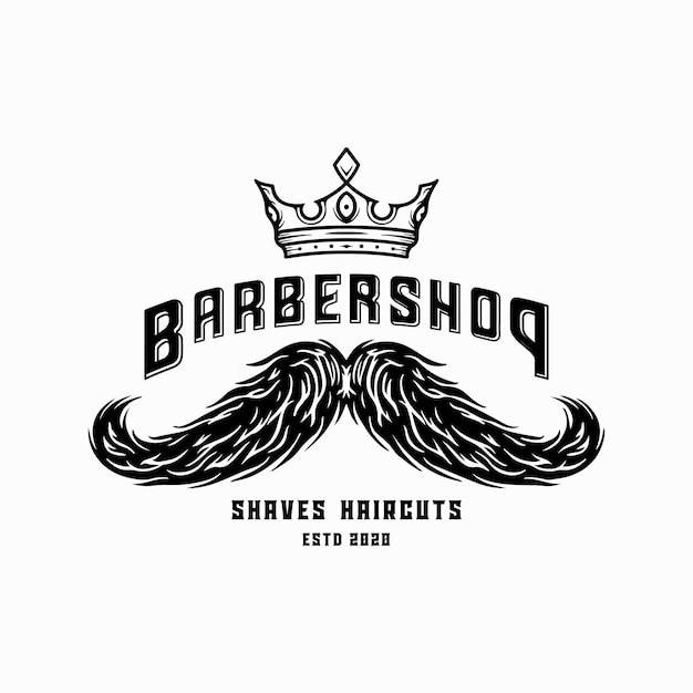 Ilustración de bigote diseño del logotipo de la barbería Color negro sobre fondo blanco