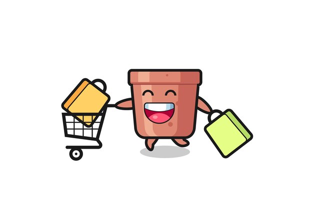 Ilustración de Black Friday con linda mascota de maceta, diseño de estilo lindo para camiseta, pegatina, elemento de logotipo