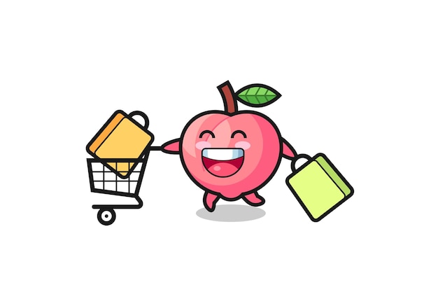 Ilustración de Black Friday con linda mascota de melocotón, diseño de estilo lindo para camiseta, pegatina, elemento de logotipo