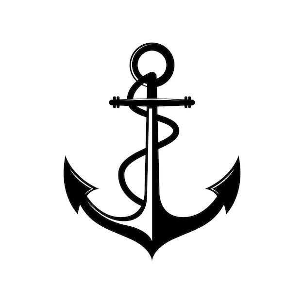 Ilustración en blanco y negro de un anclaje náutico
