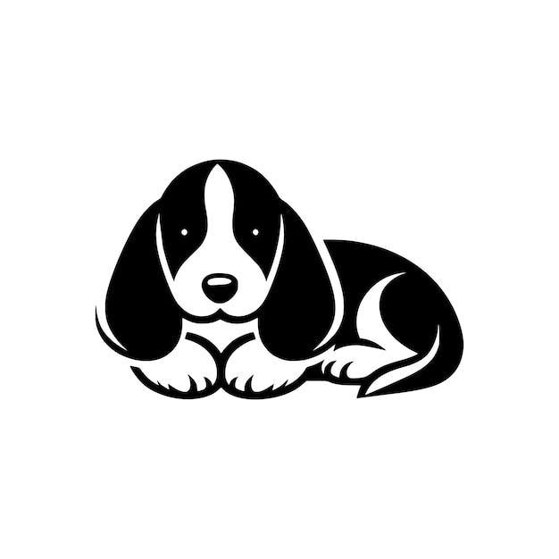 Ilustración en blanco y negro de un Basset Hound