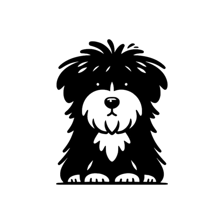 Vector ilustración en blanco y negro de un bouvier des flandres