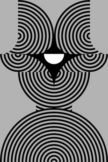 Ilustración en blanco y negro de la cara del robot con vector de patrón geométrico circular