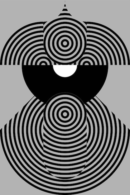 Ilustración en blanco y negro de la cara del robot con vector de patrón geométrico circular