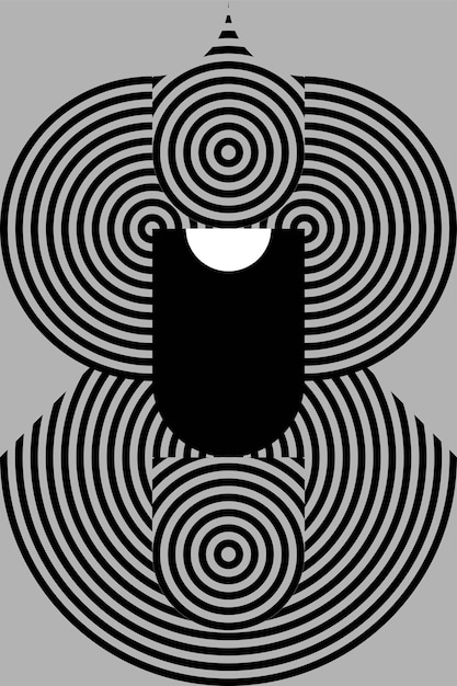 Ilustración en blanco y negro de la cara del robot con vector de patrón geométrico circular