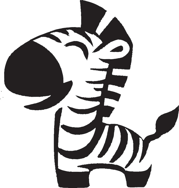 Una ilustración en blanco y negro de una cebra con una boca grande y una nariz grande.