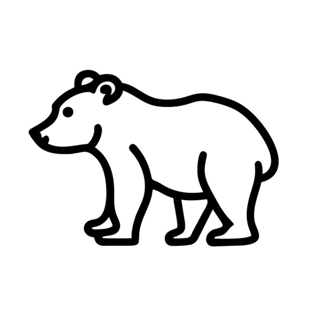 Ilustración en blanco y negro de un contorno de icono de oso