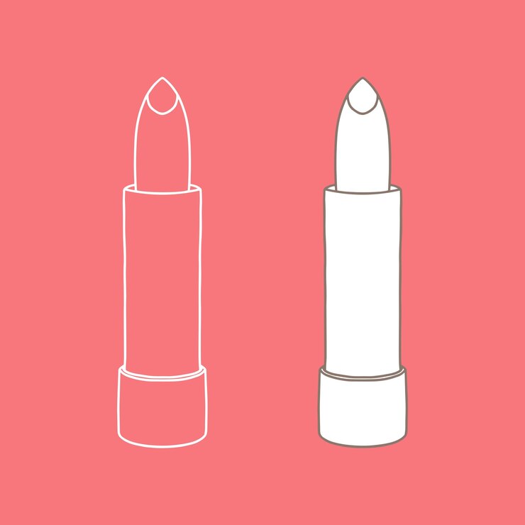 Vector ilustración en blanco y negro del contorno del pintalabios
