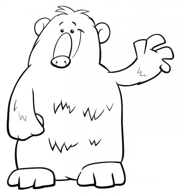 Ilustración en blanco y negro de dibujos animados de oso