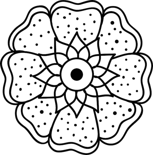 Ilustración en blanco y negro con una flor Ilustración vectorial de una flor abstracta