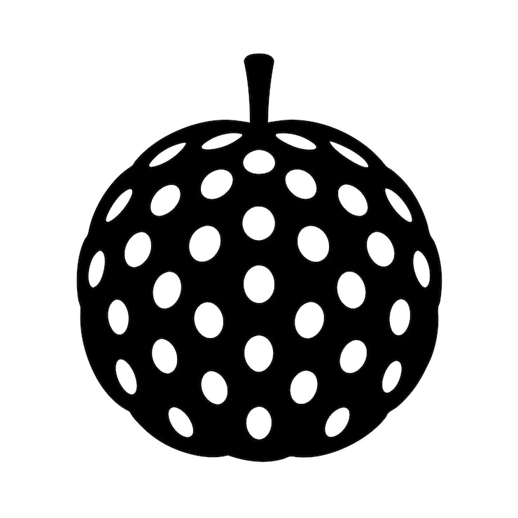 Vector ilustración en blanco y negro de una fruta con patrón de puntos
