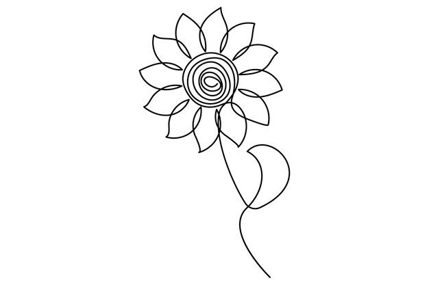 Una ilustración en blanco y negro de un girasol