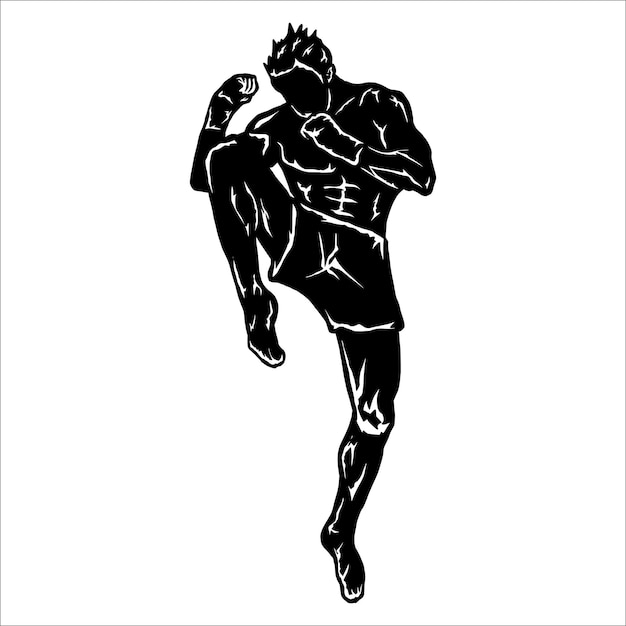 Una ilustración en blanco y negro de un hombre pateando una patada.