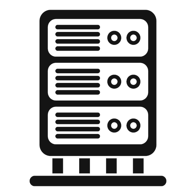 Ilustración en blanco y negro de un icono de rack de servidor