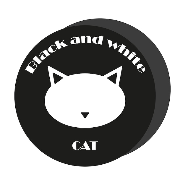 Ilustración en blanco y negro logo gato negro